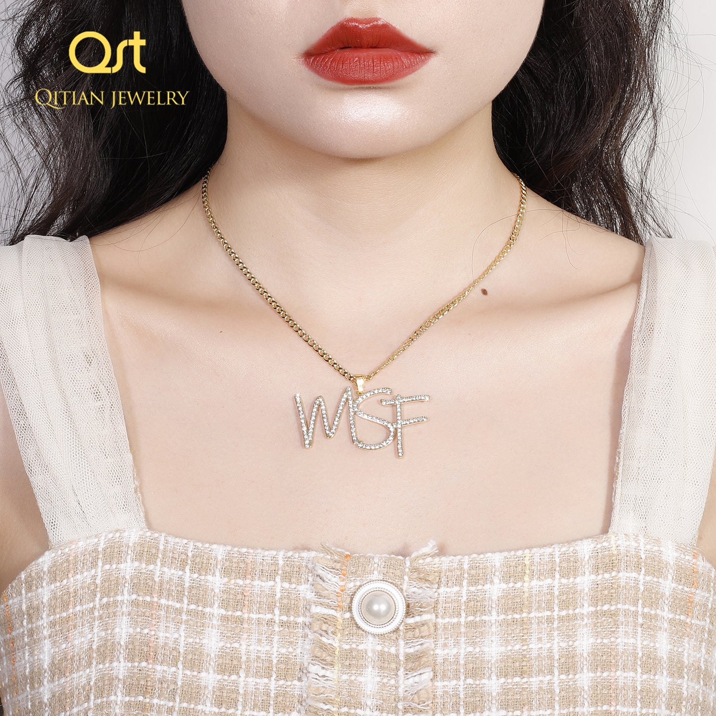 Collier glacé avec nom personnalisé hip pop