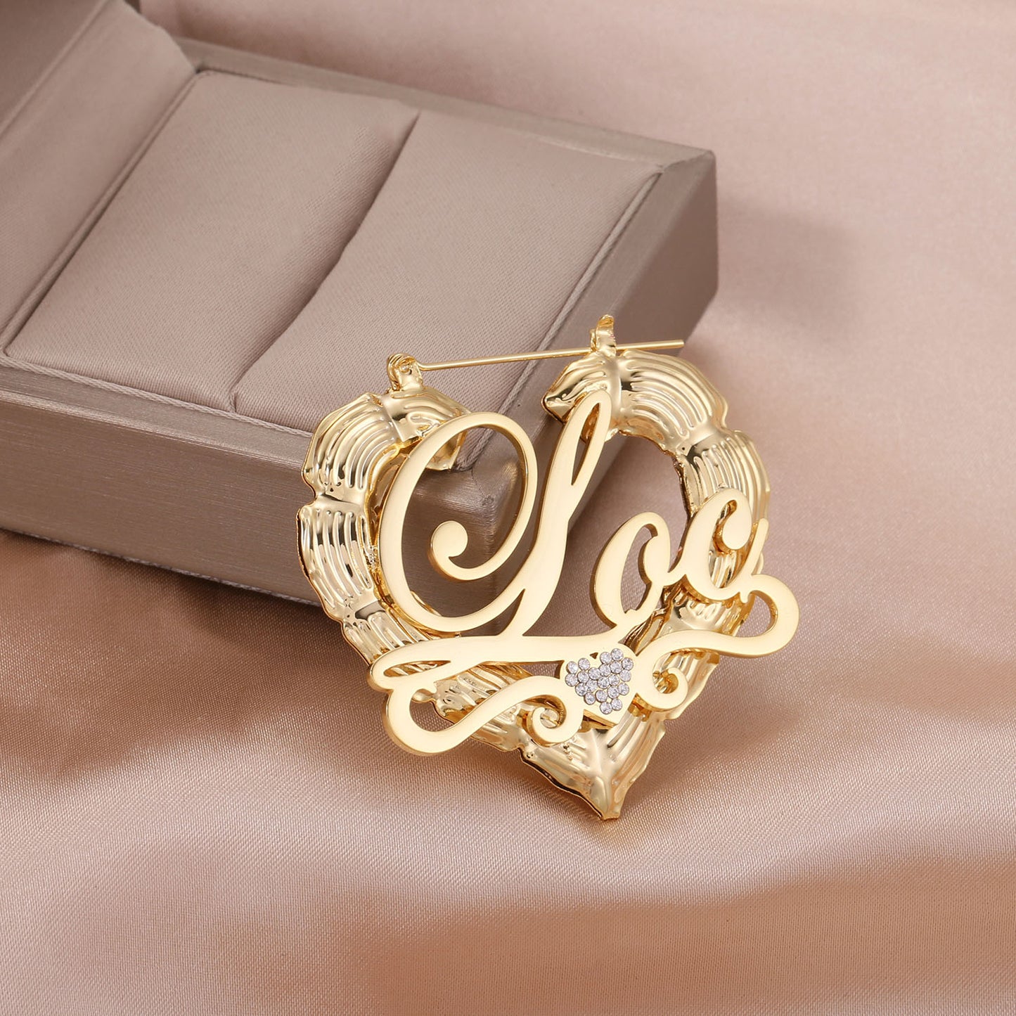 Boucles d'Oreilles Coeur Bambou Nom QE678