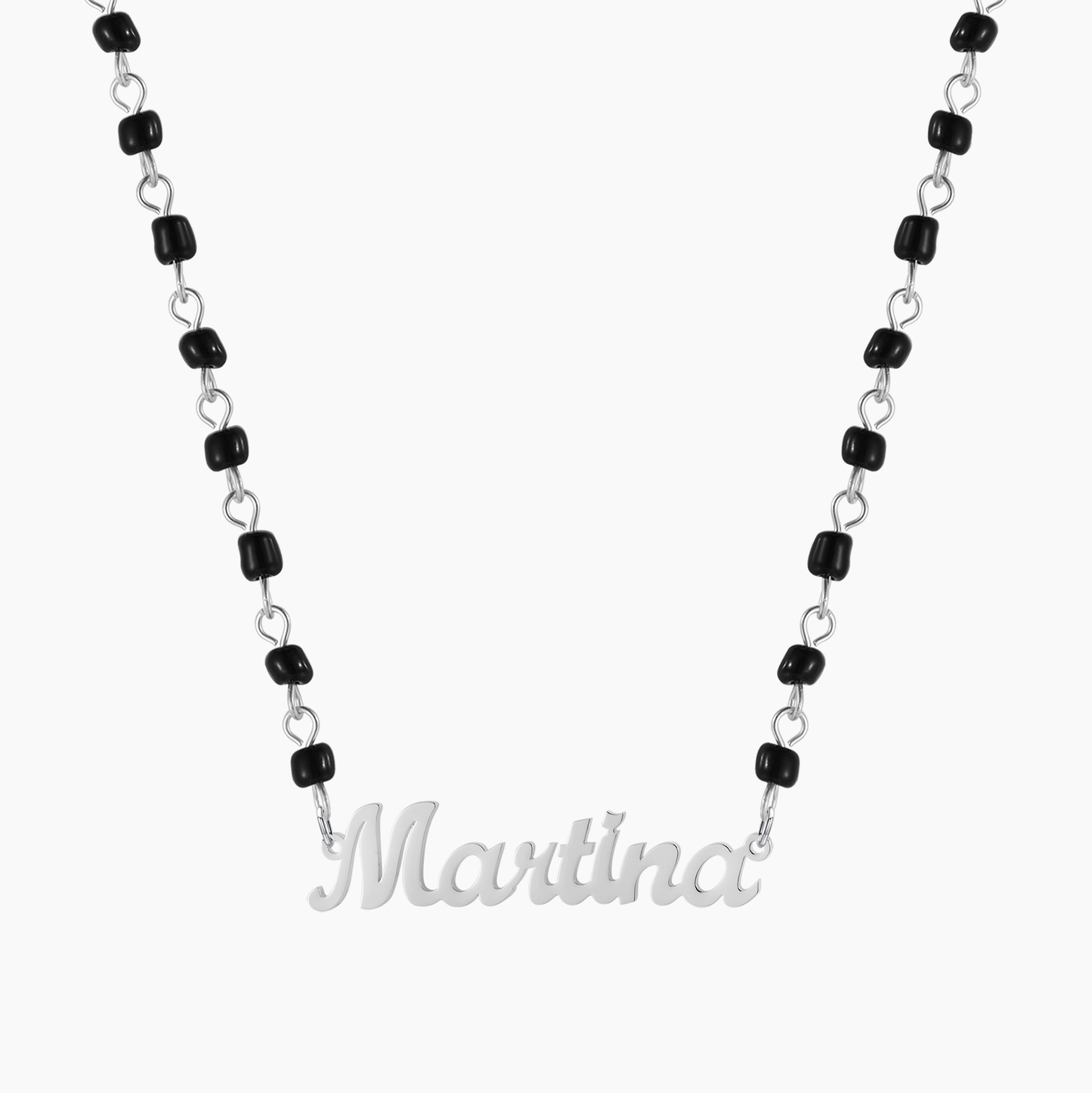 Name Necklace With Black Bead Chain QN749