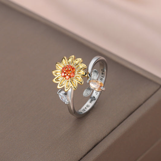 Rotating Sunflower Ring QR758