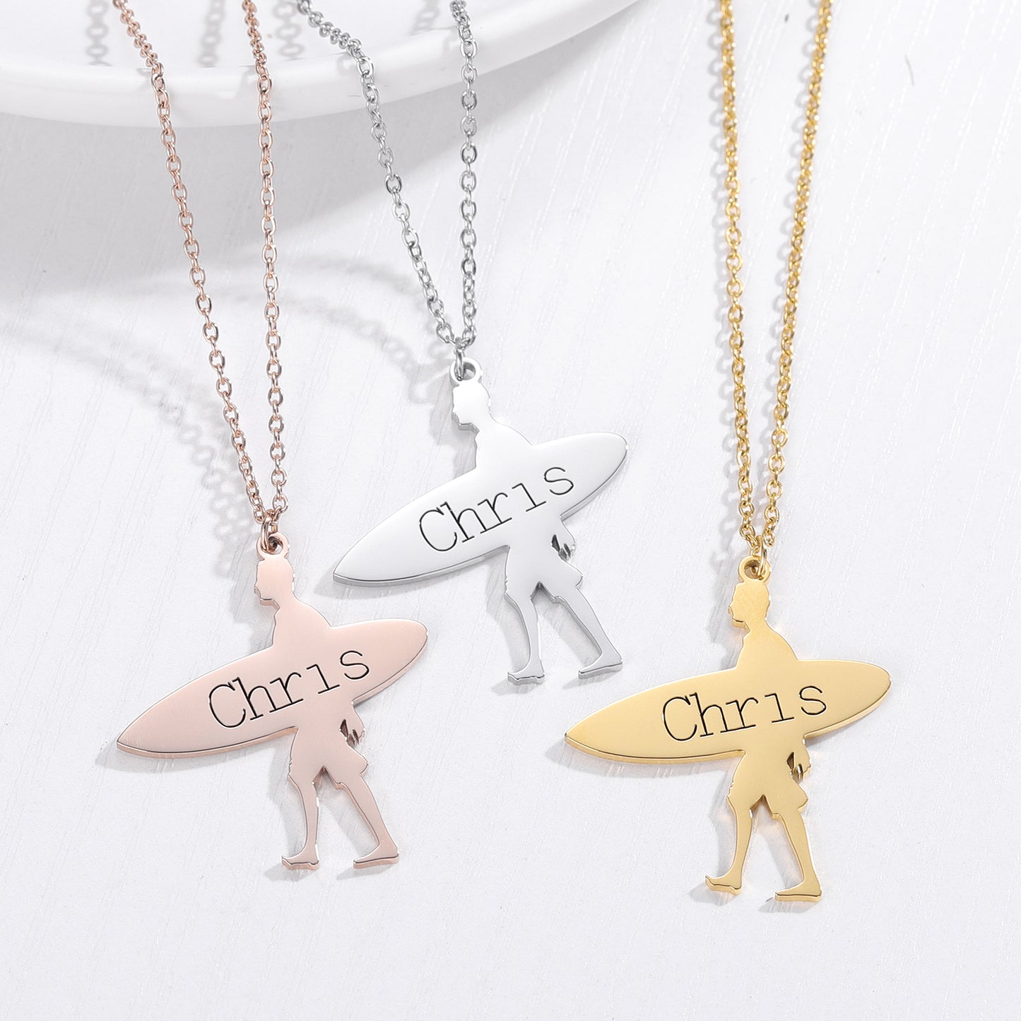 Collier prénom planche de surf DN318