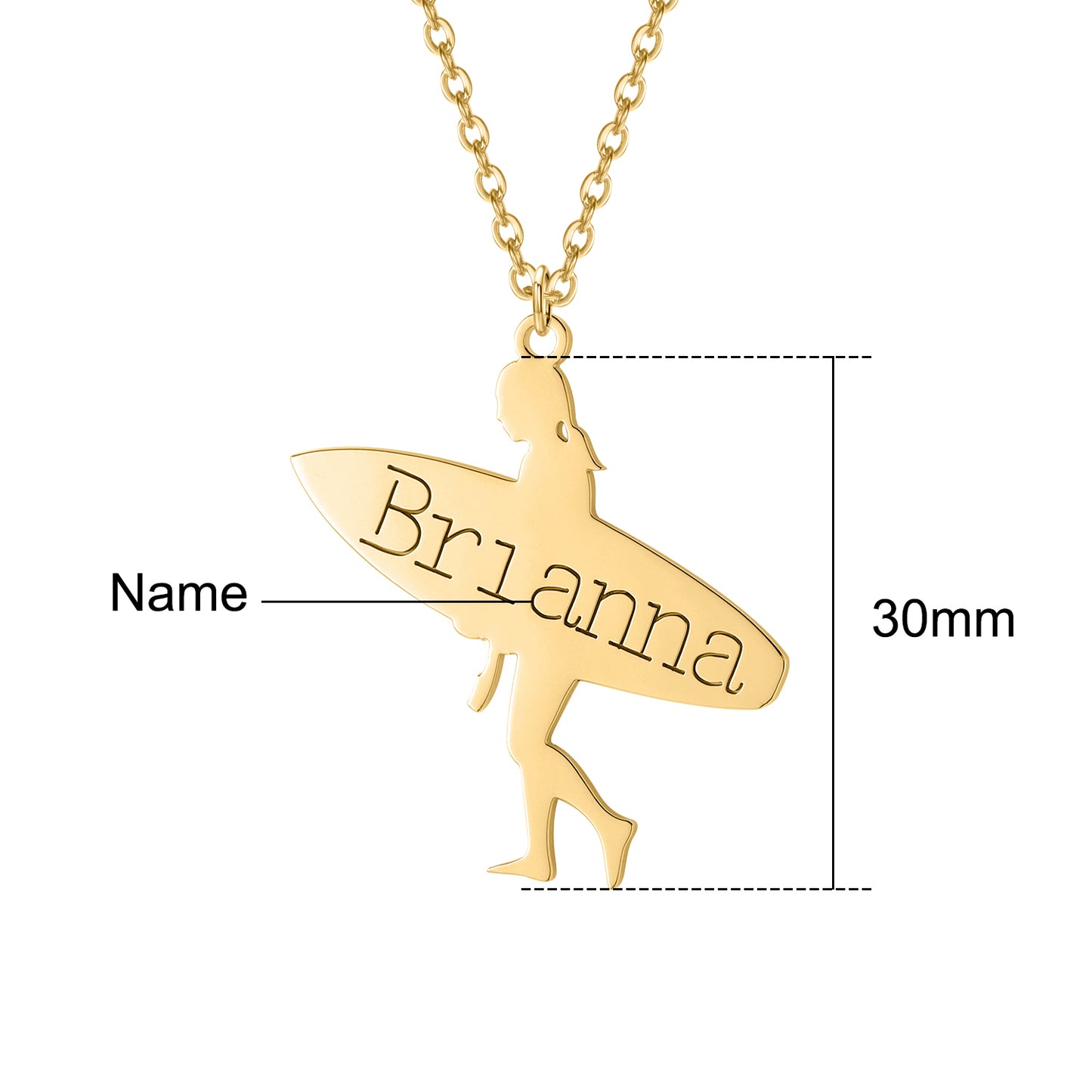 Collier prénom planche de surf DN318