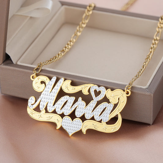 Two Tone Necklace With Heart QN729