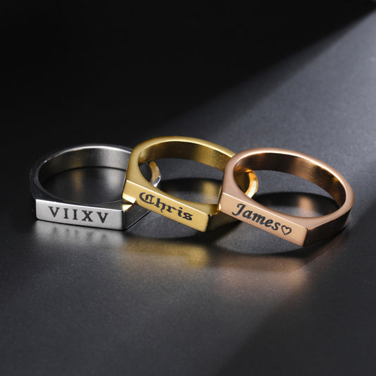Round Engraved Name Rings QR20825