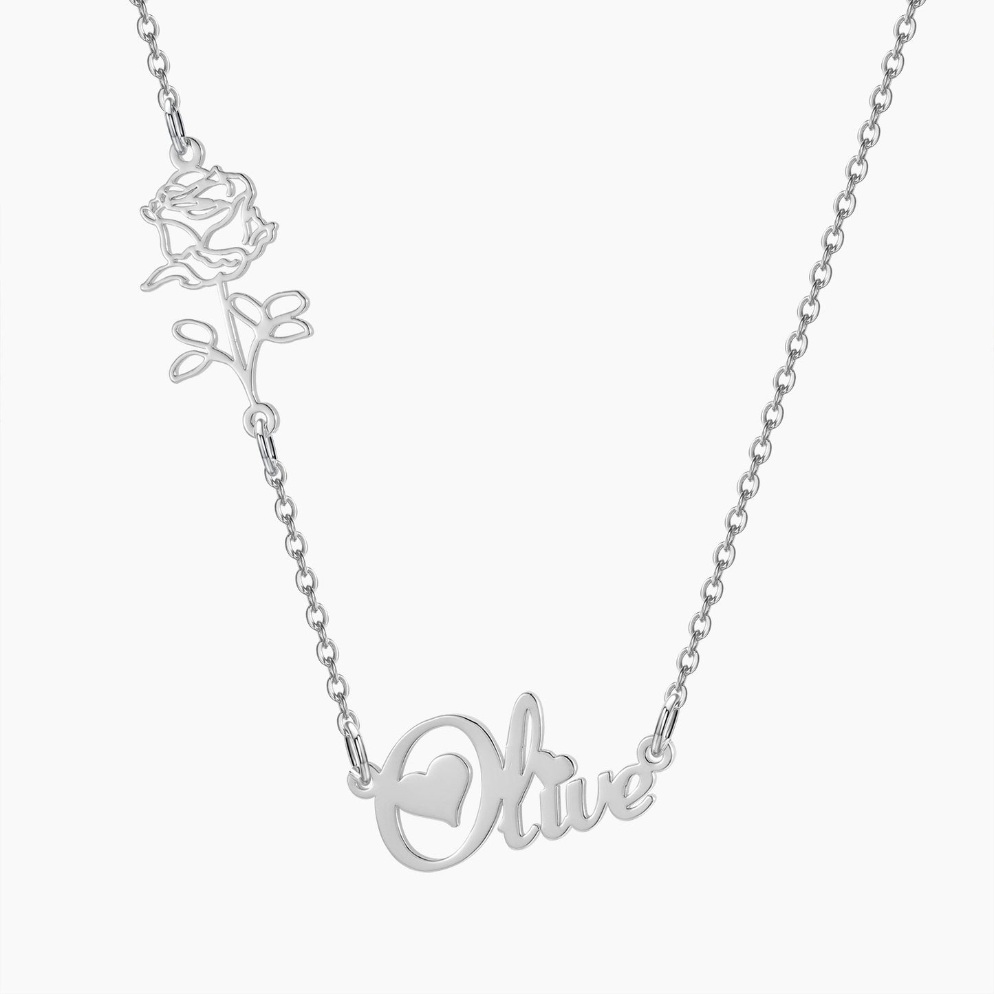 Name Necklace With Birth Flower MN1622