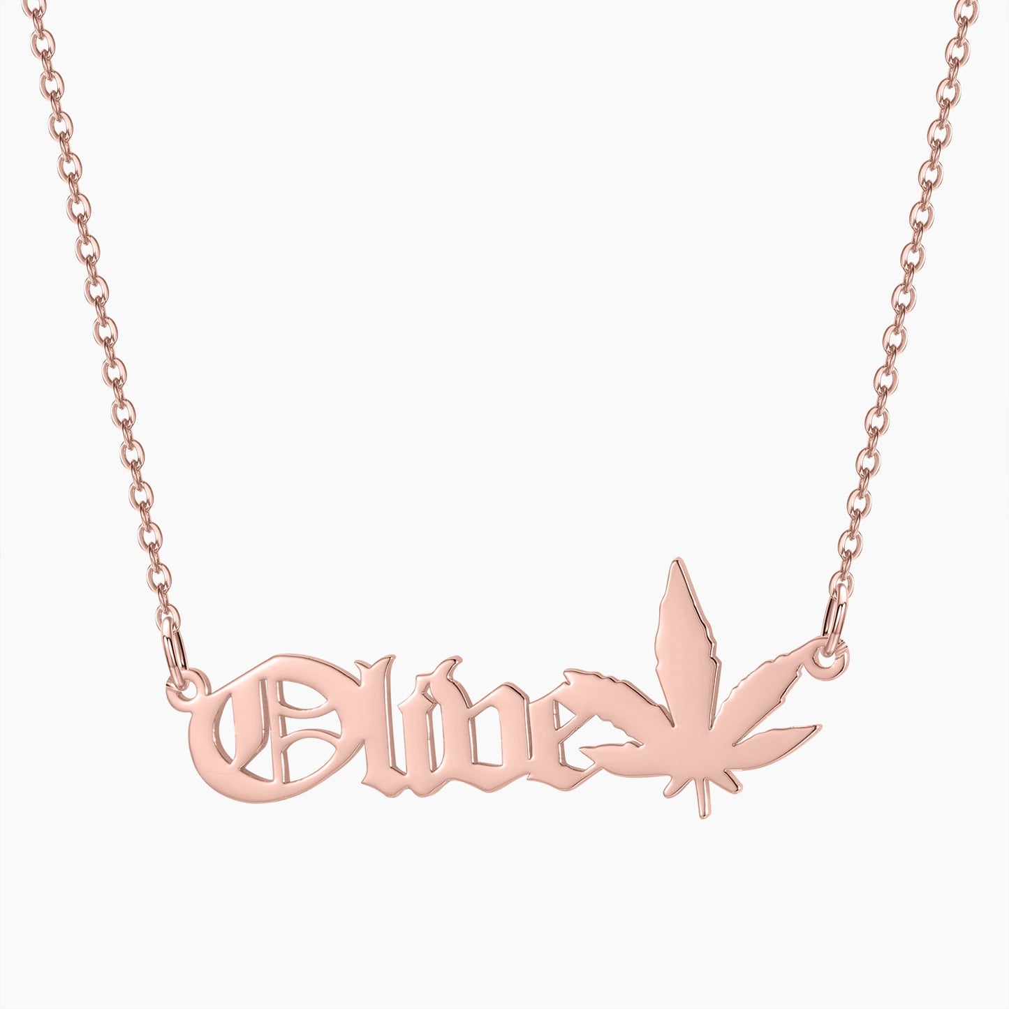 Name Necklace With Leaf MN1624