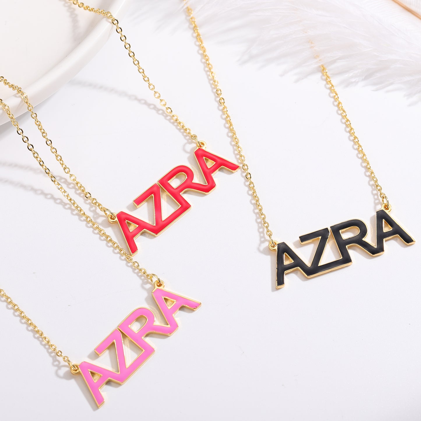 Enamel Necklace Custom Name QN171