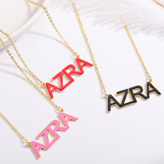 Collier en émail Nom personnalisé QN171