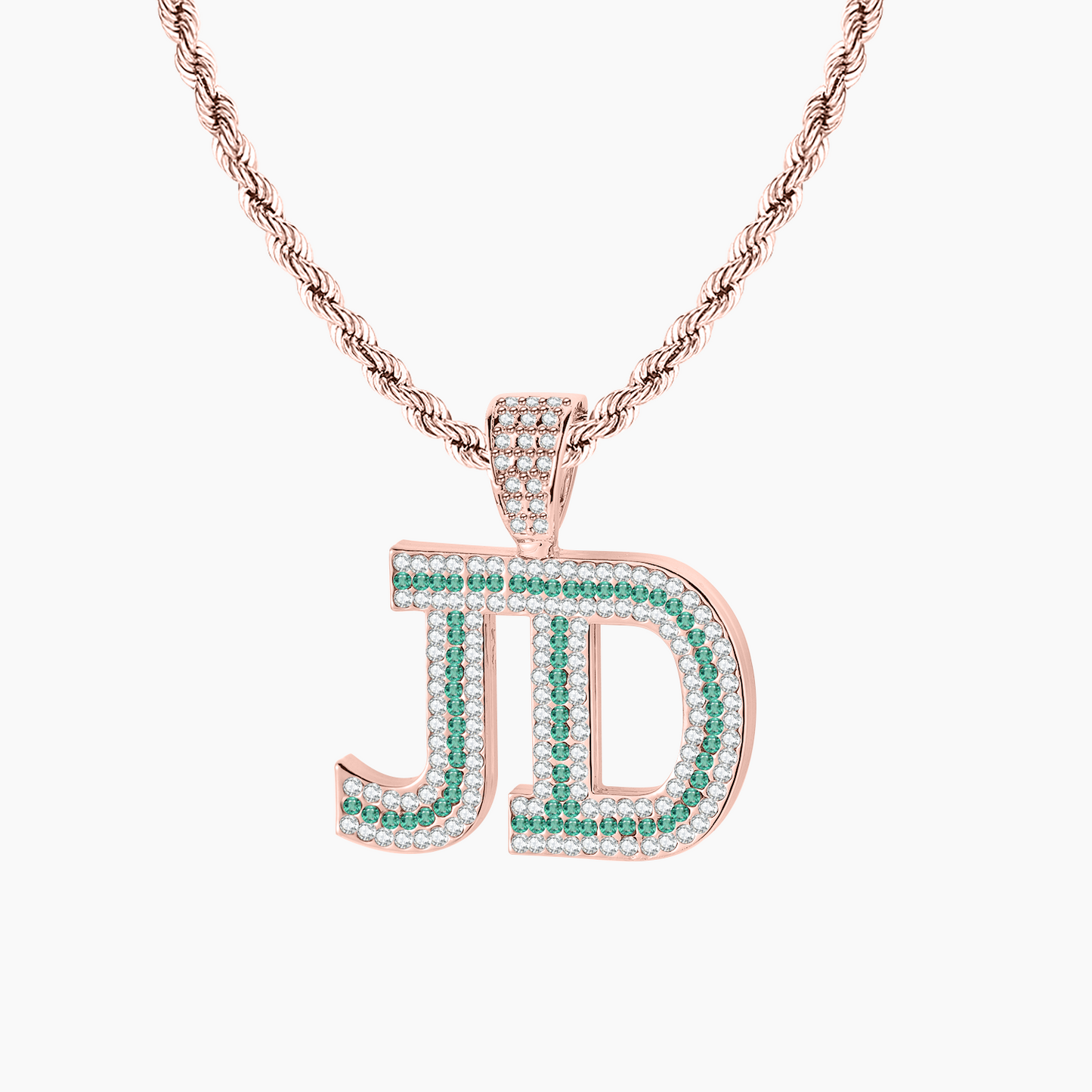 Rope Chain Hip Hop Birthstone Necklace QN697