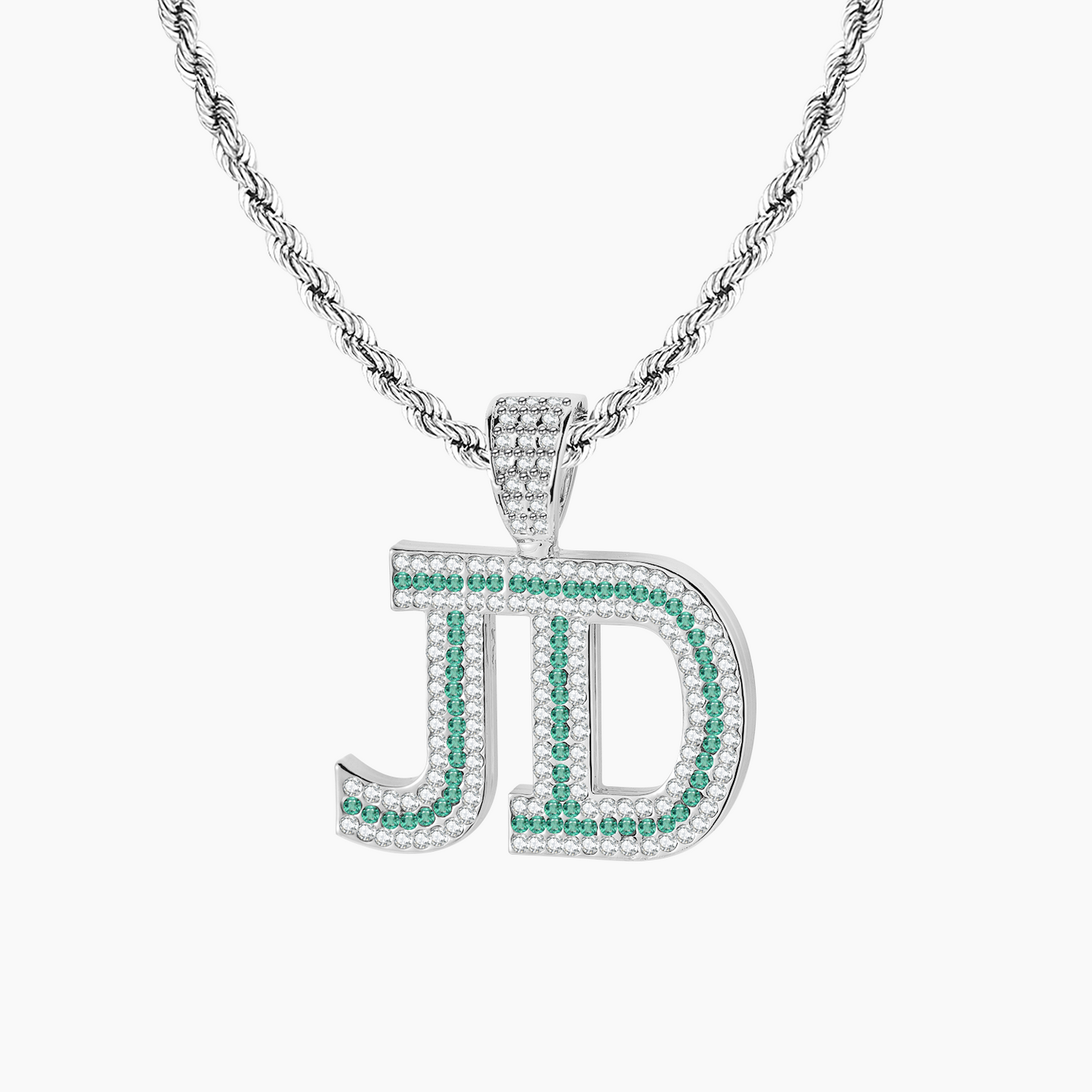 Rope Chain Hip Hop Birthstone Necklace QN697