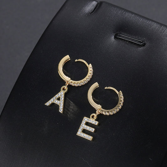 Custom A-Z Name Iced Out Initial Earring QE270