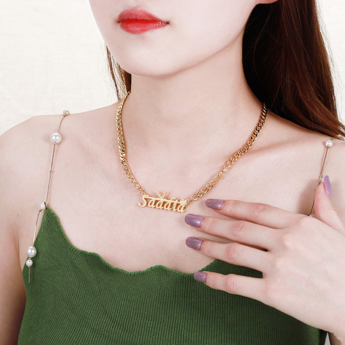 Christmas Antlers Name Necklace QN994