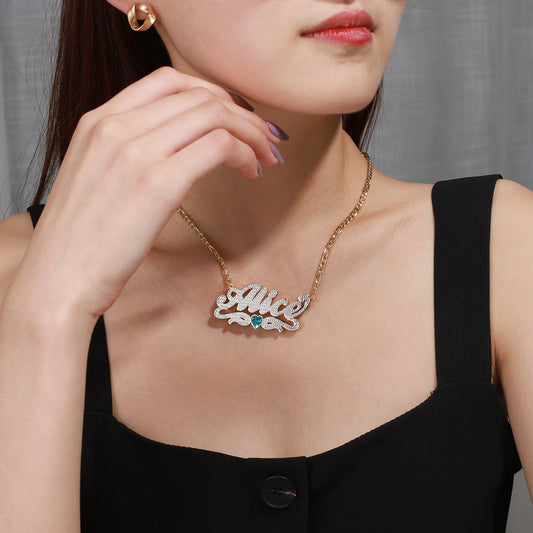 Heart Birthstone Name Necklace QN817
