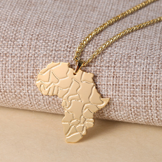 African Map &Countries Necklace QN21106