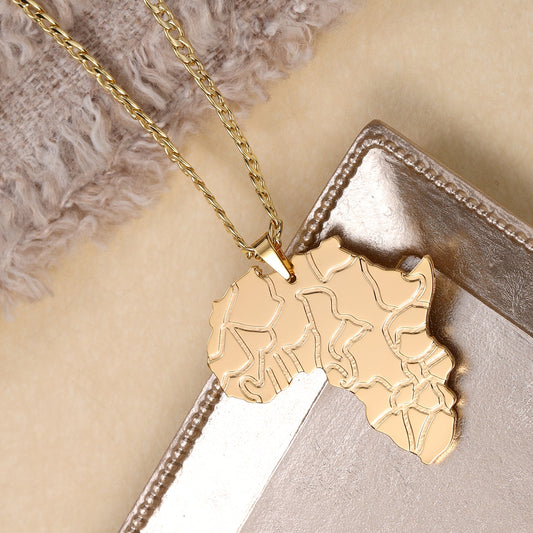 African Map &Countries Necklace QN21106