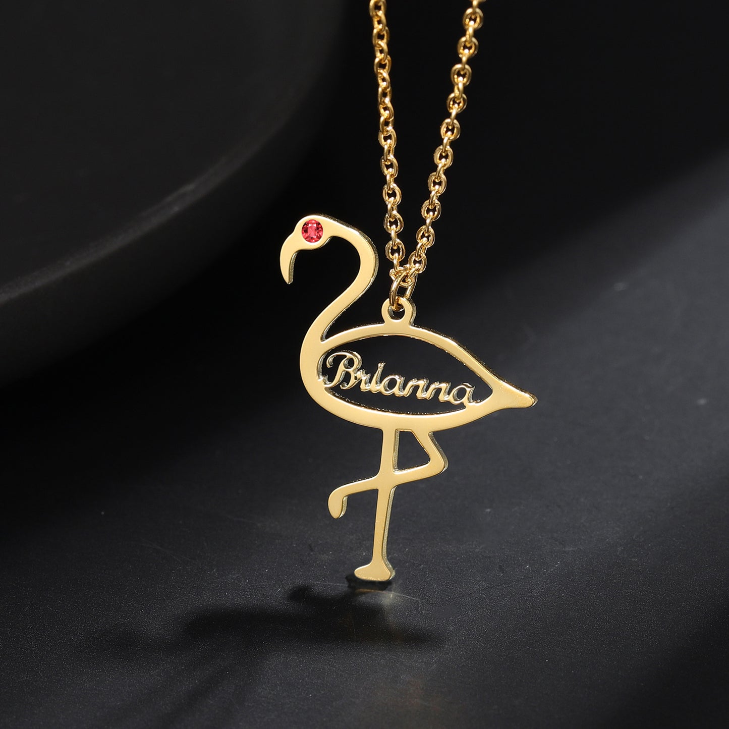 Personalisierte Namenskette mit Geburtsstein Flamingo QN273
