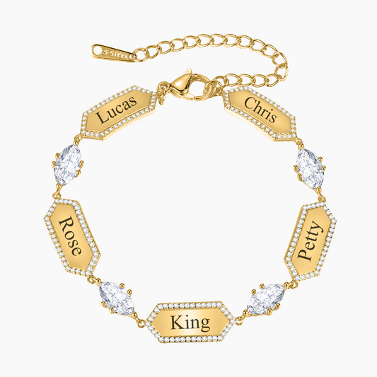 Engraved Rhombus Bracelet With Diamond Name Bracelet MB1753