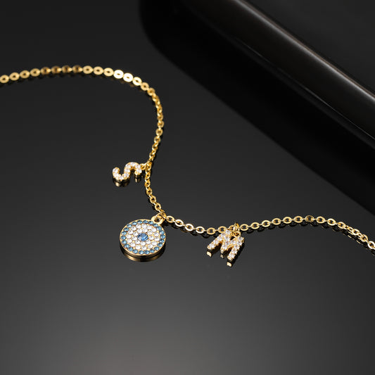 Custom Letter Necklace With Devil's Eye QN849
