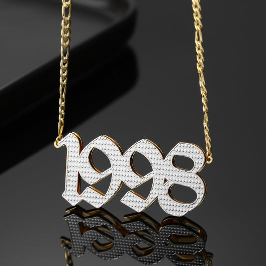 Double Layer Two Tone  Lucky Number Custom Necklace QN843