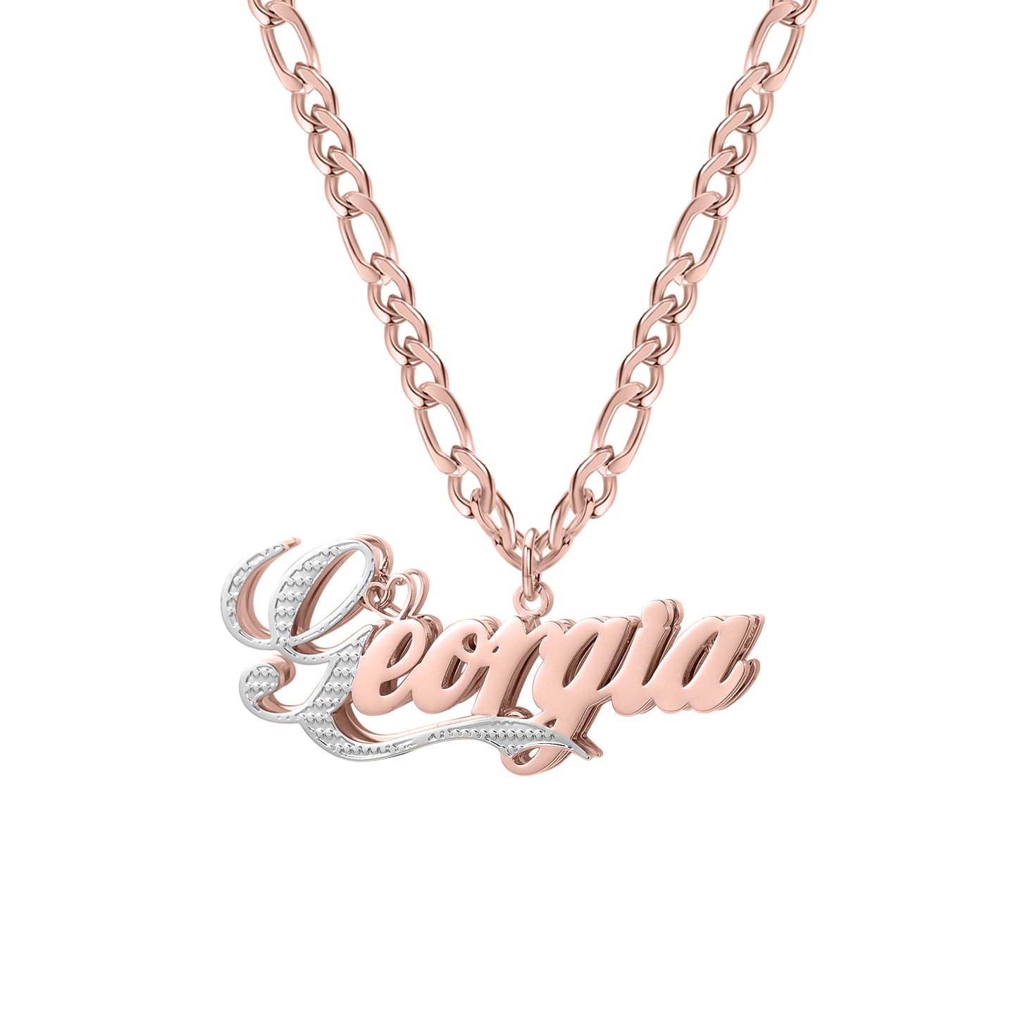 Double Layer Two Tone Nameplate Necklace QN844