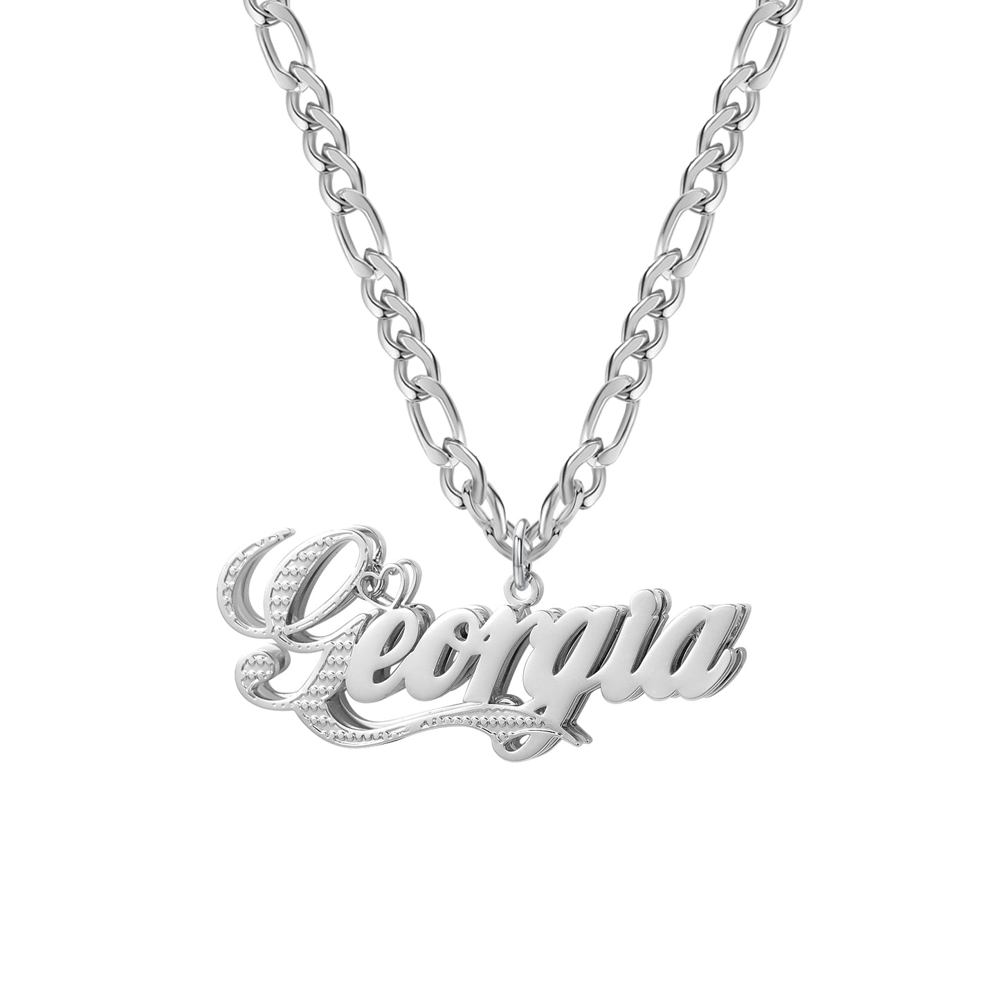 Double Layer Two Tone Nameplate Necklace QN844