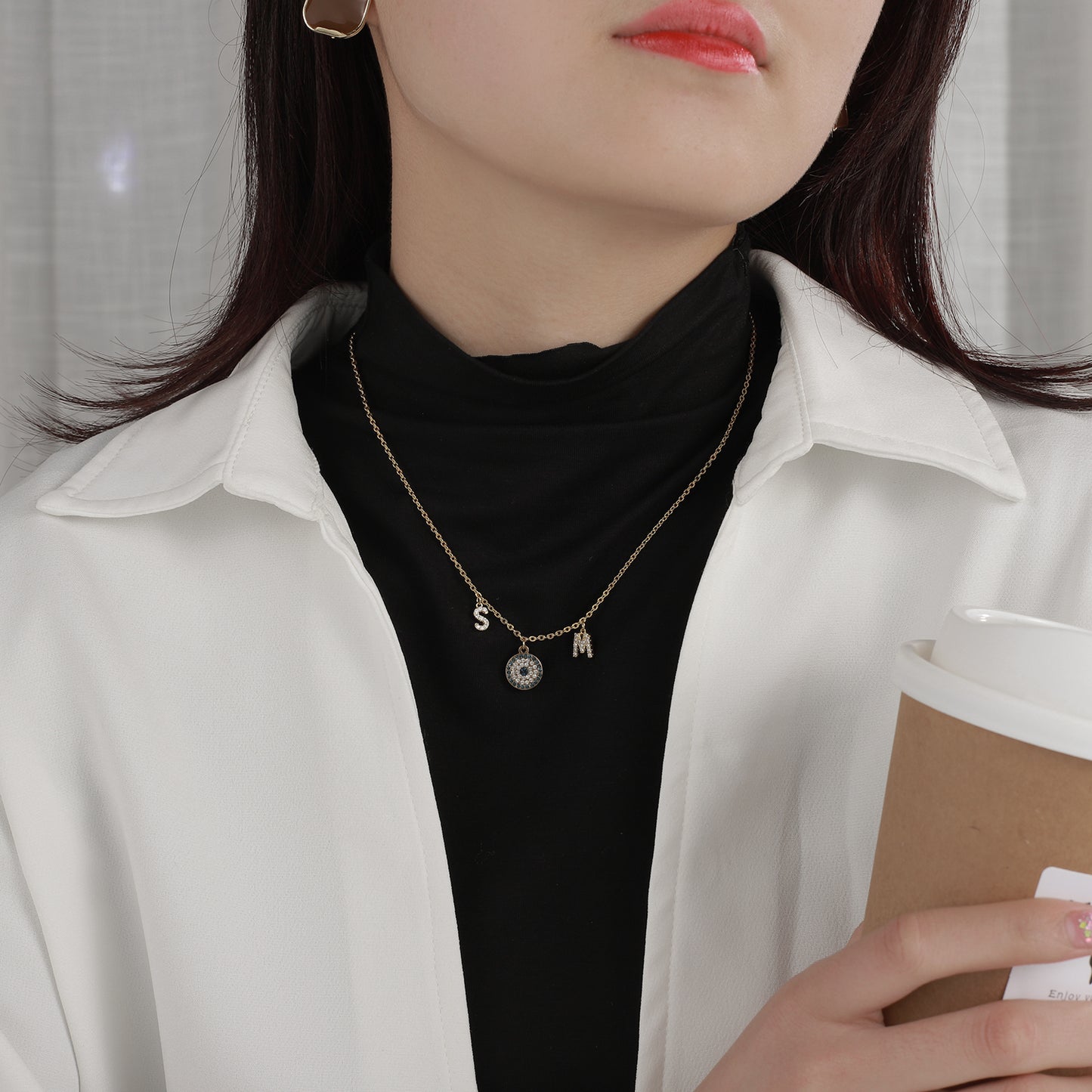 Collier Lettre Personnalisé Avec Devil's Eye QN849