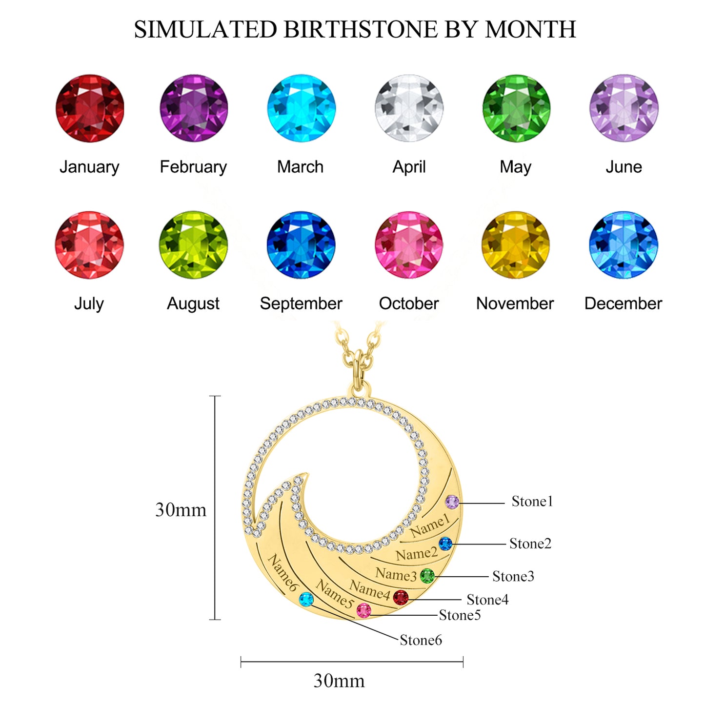 Birthstone Crystal Necklaces DN203