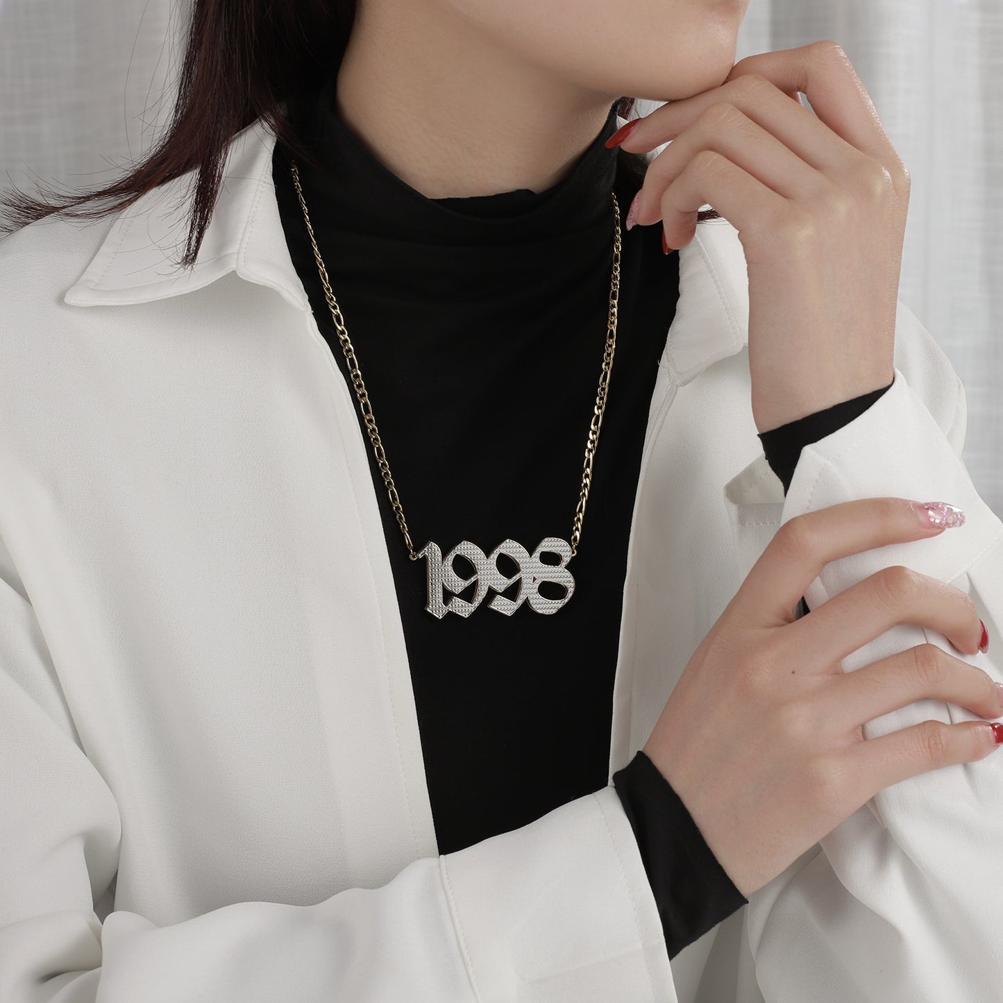 Doppelschichtige, zweifarbige, individuelle Glückszahl-Halskette QN843