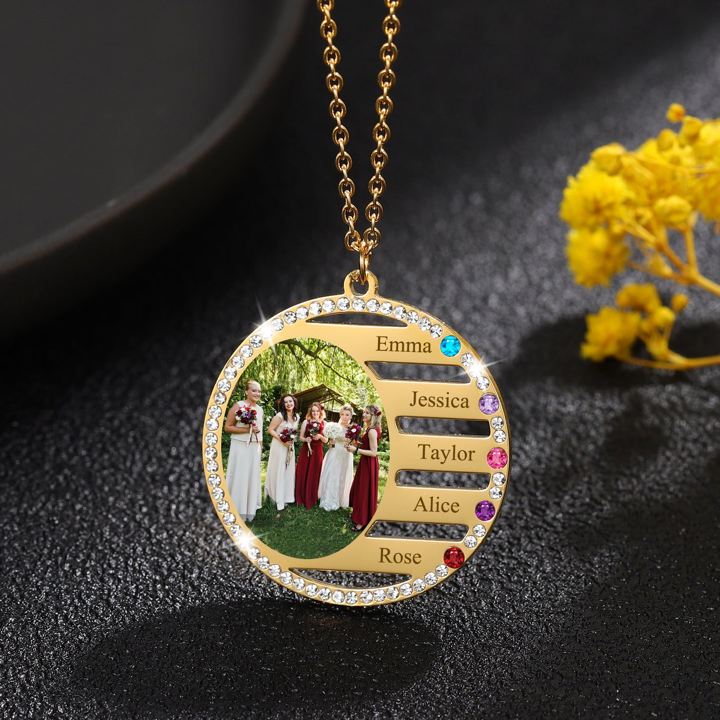 Engrave Colored Necklace Pendant DN207