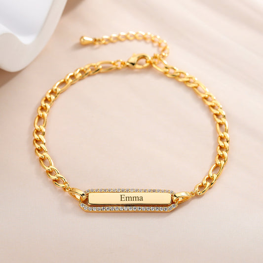Engraving Name Charm Bracelet With Diamond MB1754