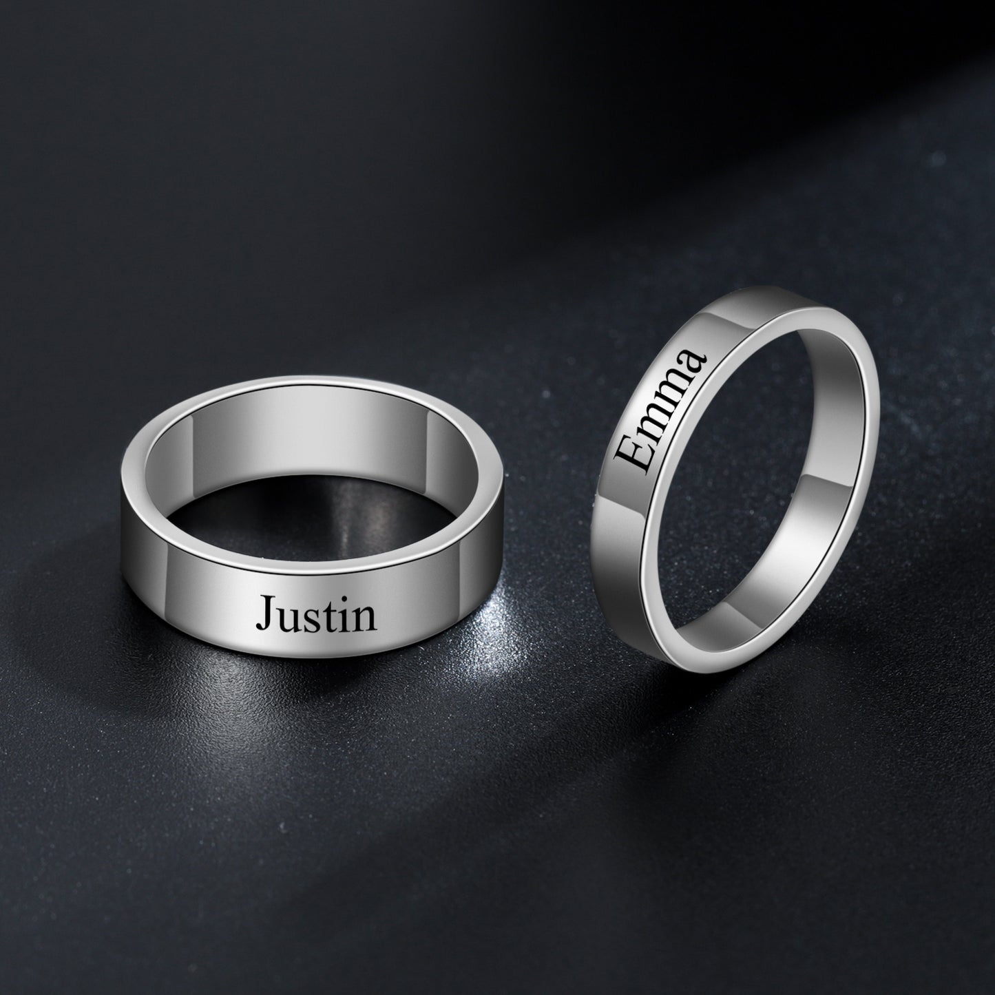 Round Engraved Name Rings QR20807