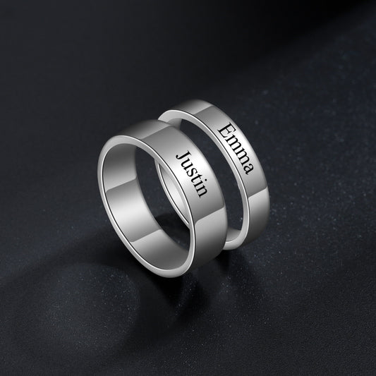 Bagues rondes avec nom gravé QR20807