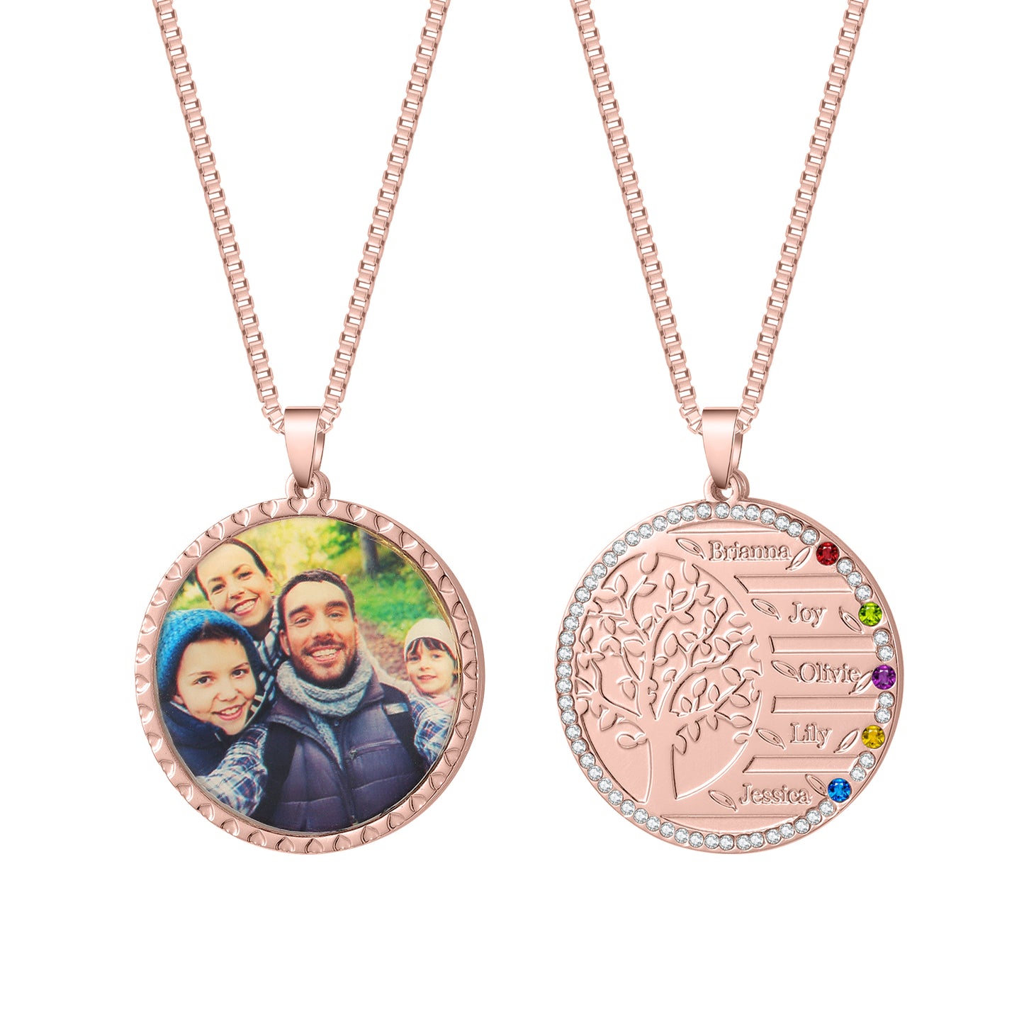 Custom Photo Necklace Personalise Family Tree Name Pendant QN853
