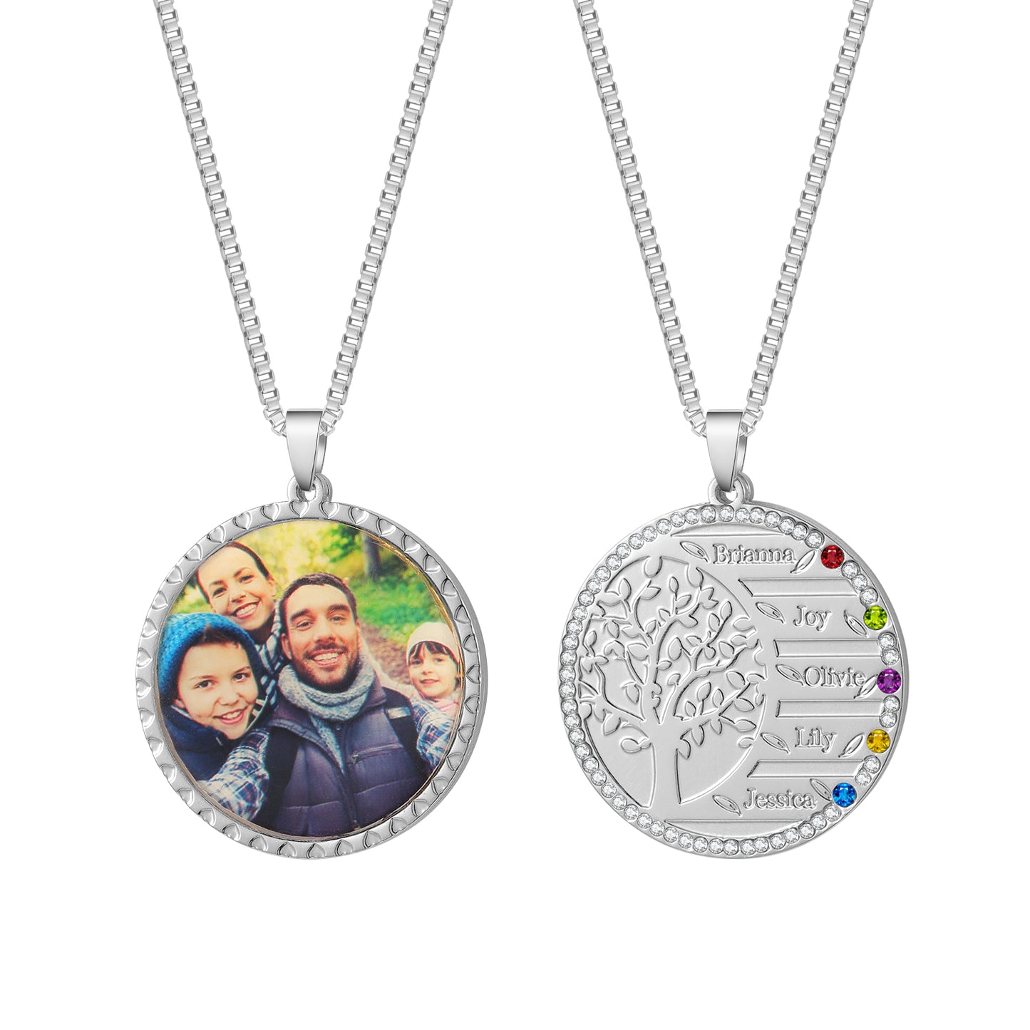 Custom Photo Necklace Personalise Family Tree Name Pendant QN853