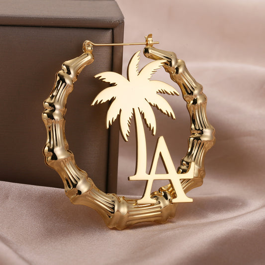 Coconut Tree Letter Bamboo Earring QE755