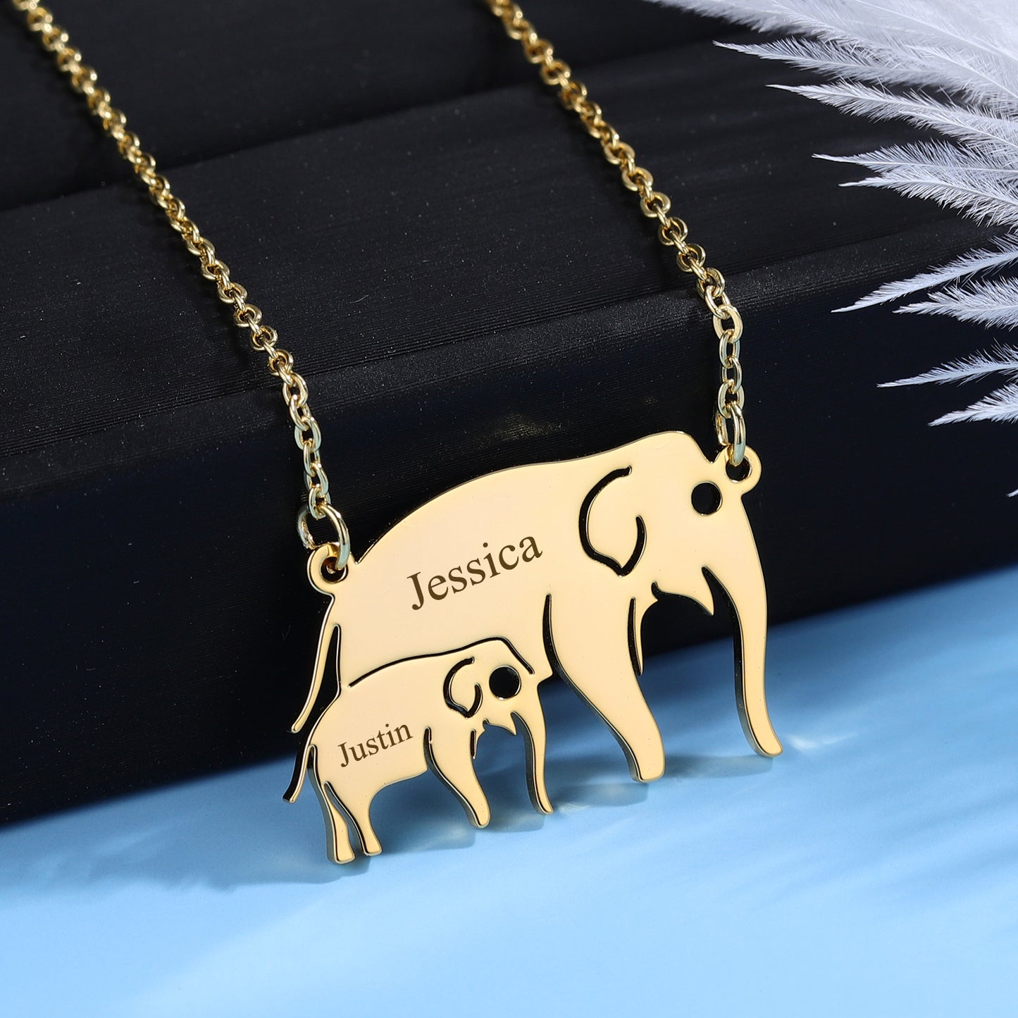 Engrave Elephant Necklace DN180-1