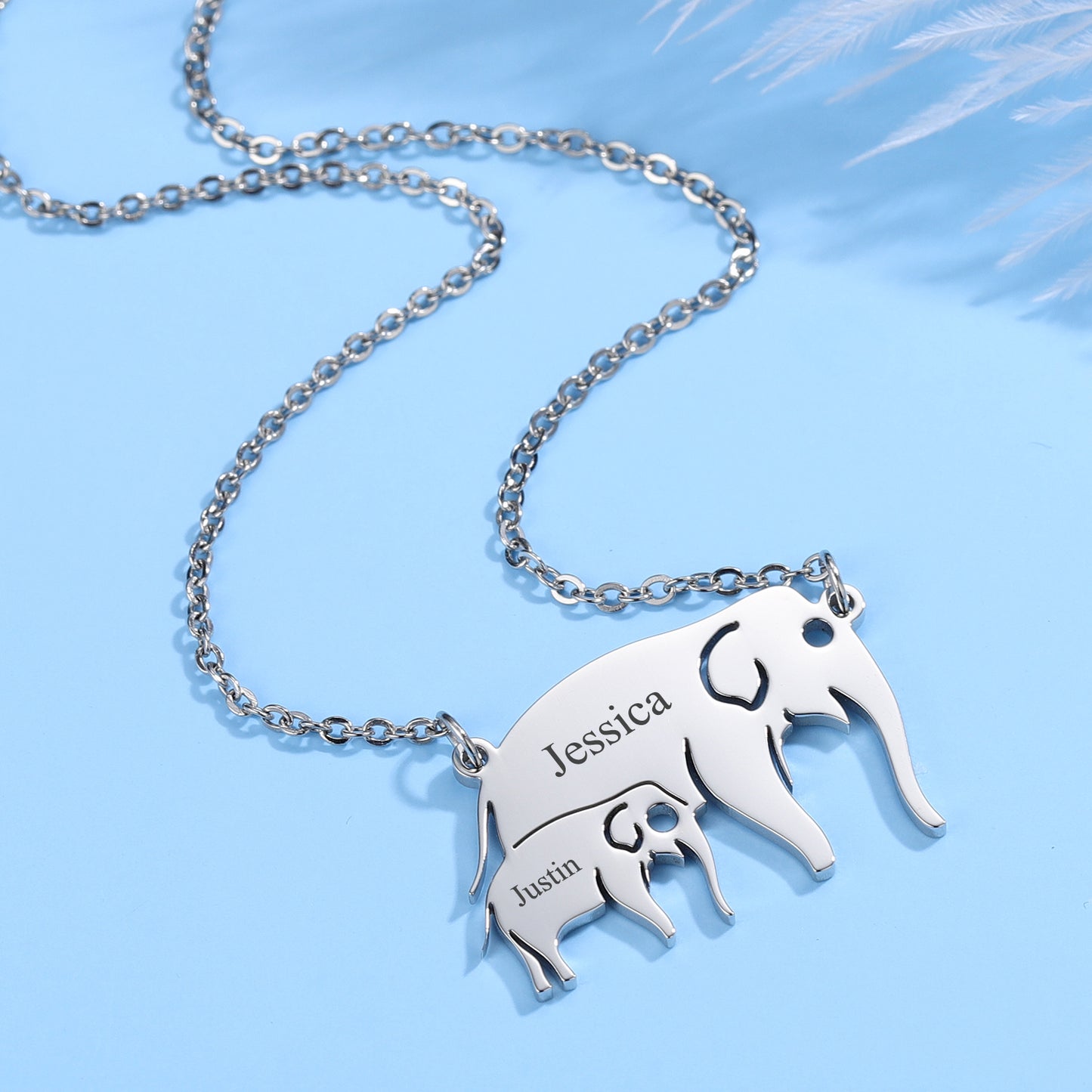 Engrave Elephant Necklace DN180-1