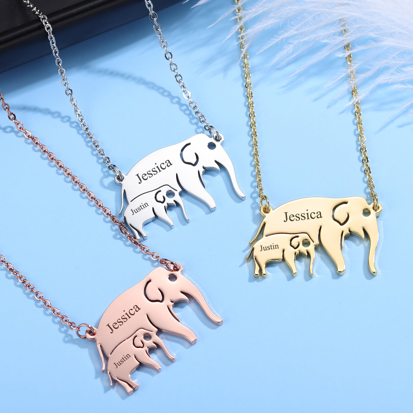 Engrave Elephant Necklace DN180-1