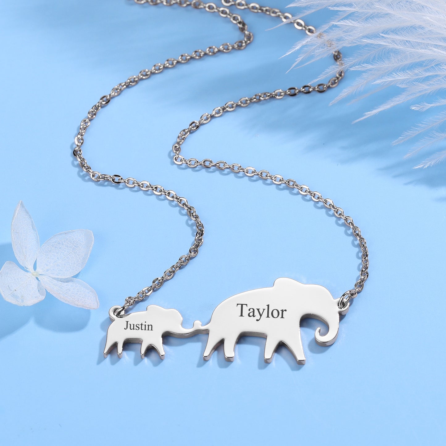 Engrave Elephant Necklace DN180-2
