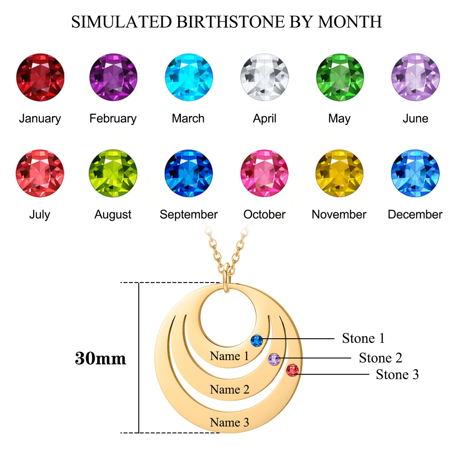 Birthstone Name Necklace DN178-3