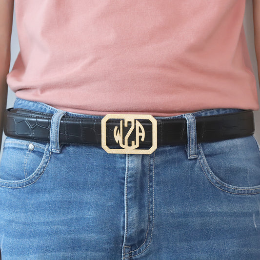 Frosted 3 Letters Belt Buckle