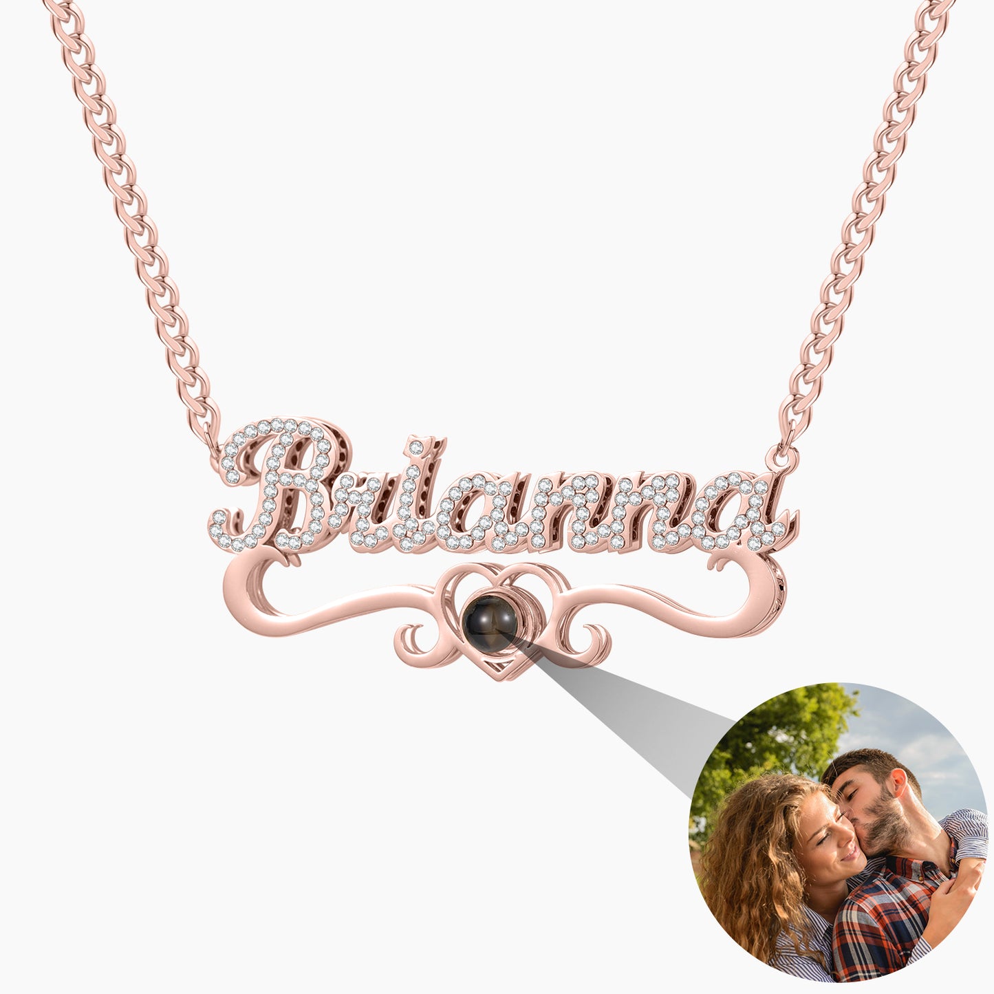 Name with Projection Photo Necklace QN832