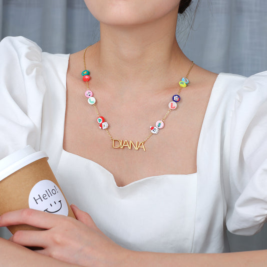 Collier Prénom Personnalisé Avec Flocon De Neige Elk Père Noël MN1768