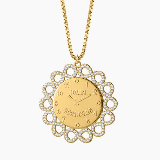 Clock Memorial Name Necklace QN743