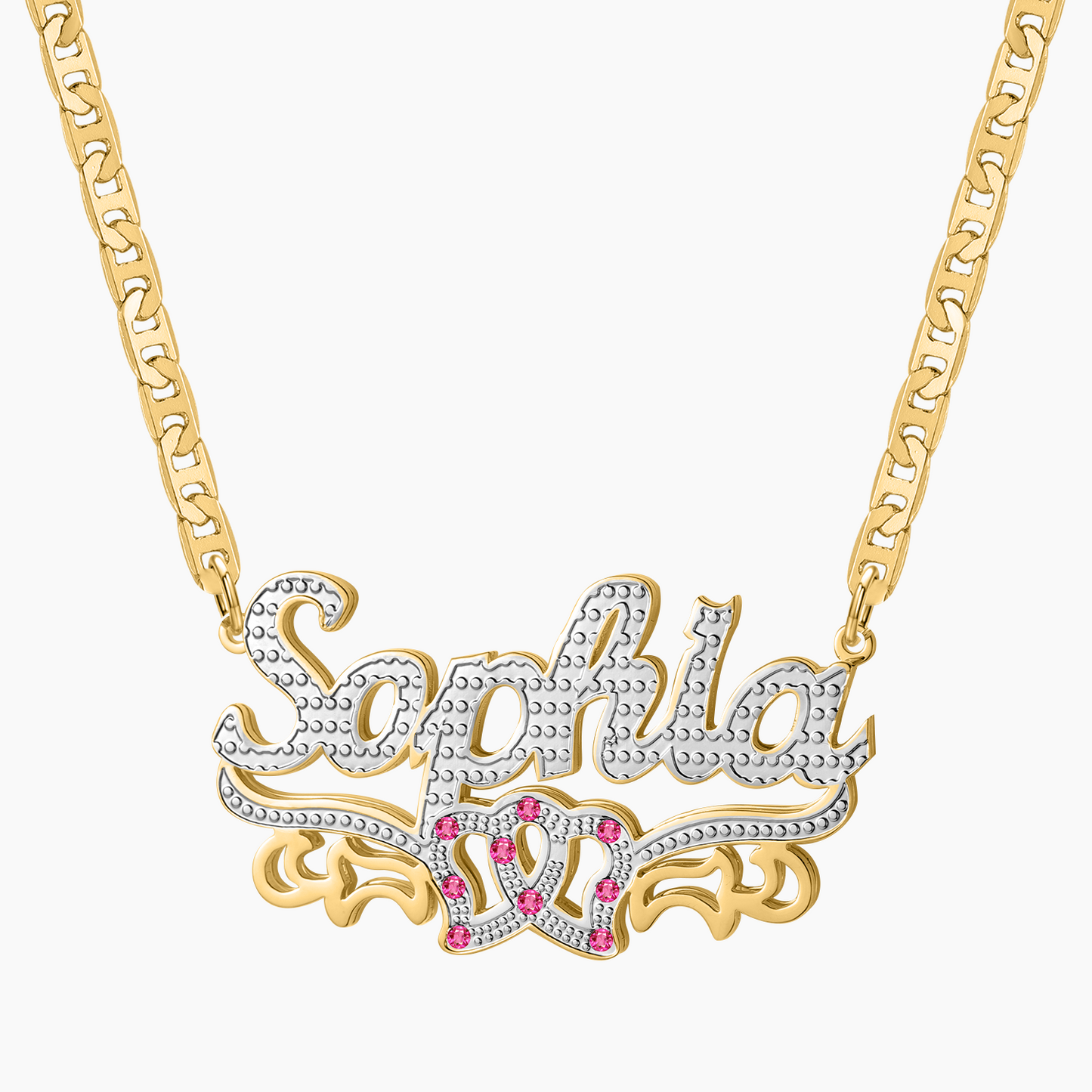 Heart Two Tone Name Necklace QN726