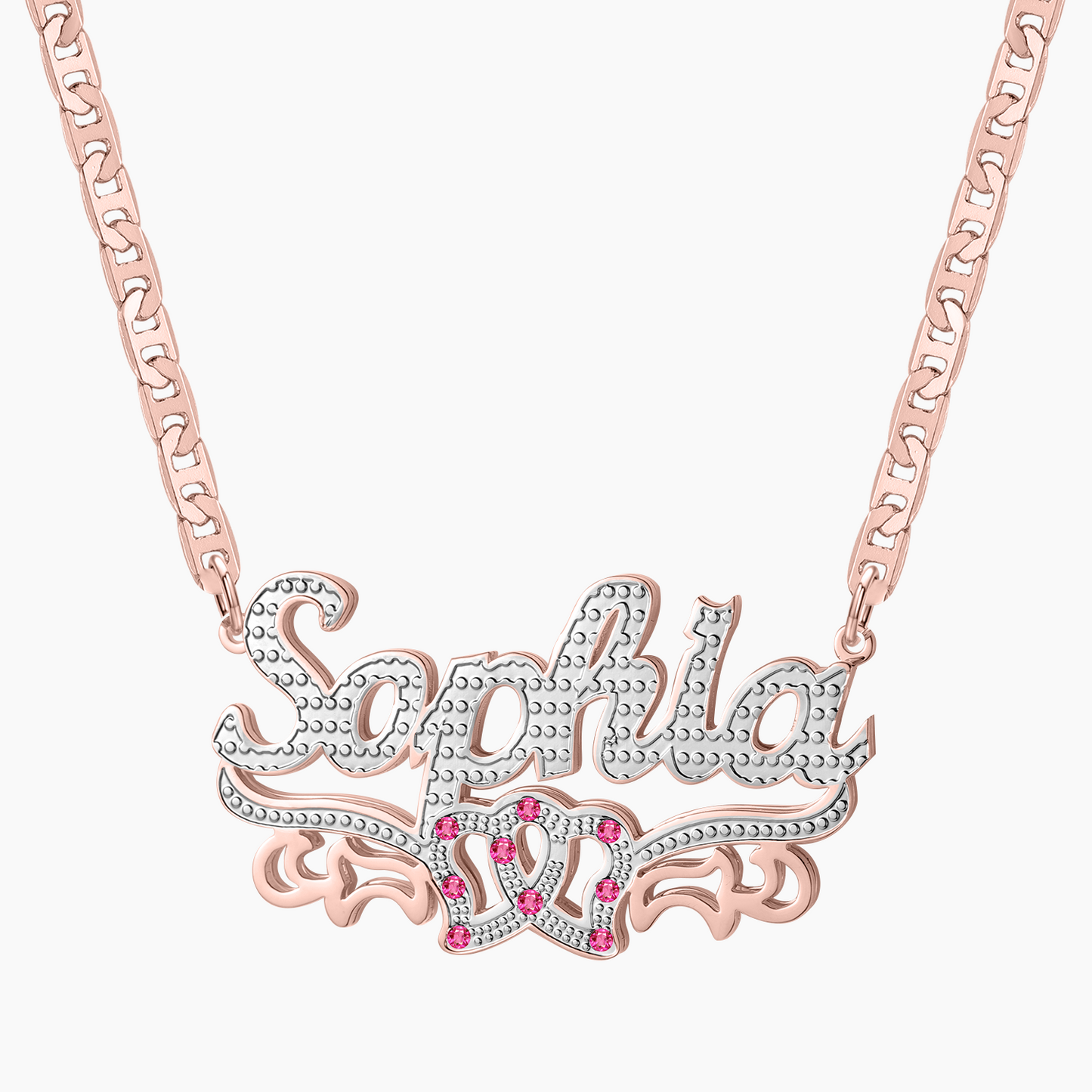 Heart Two Tone Name Necklace QN726