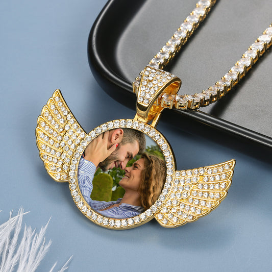 ustom Made Photo wings Medallion Necklace QN12022