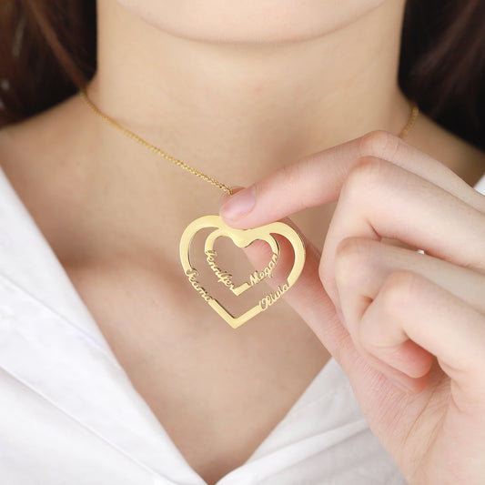 Collier Prénom Double Coeur QN221