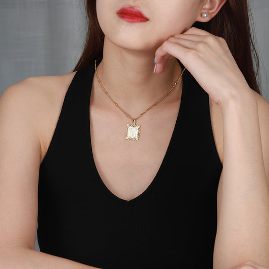 Rectangle Uppercase Initial Letter Pendant MN1778