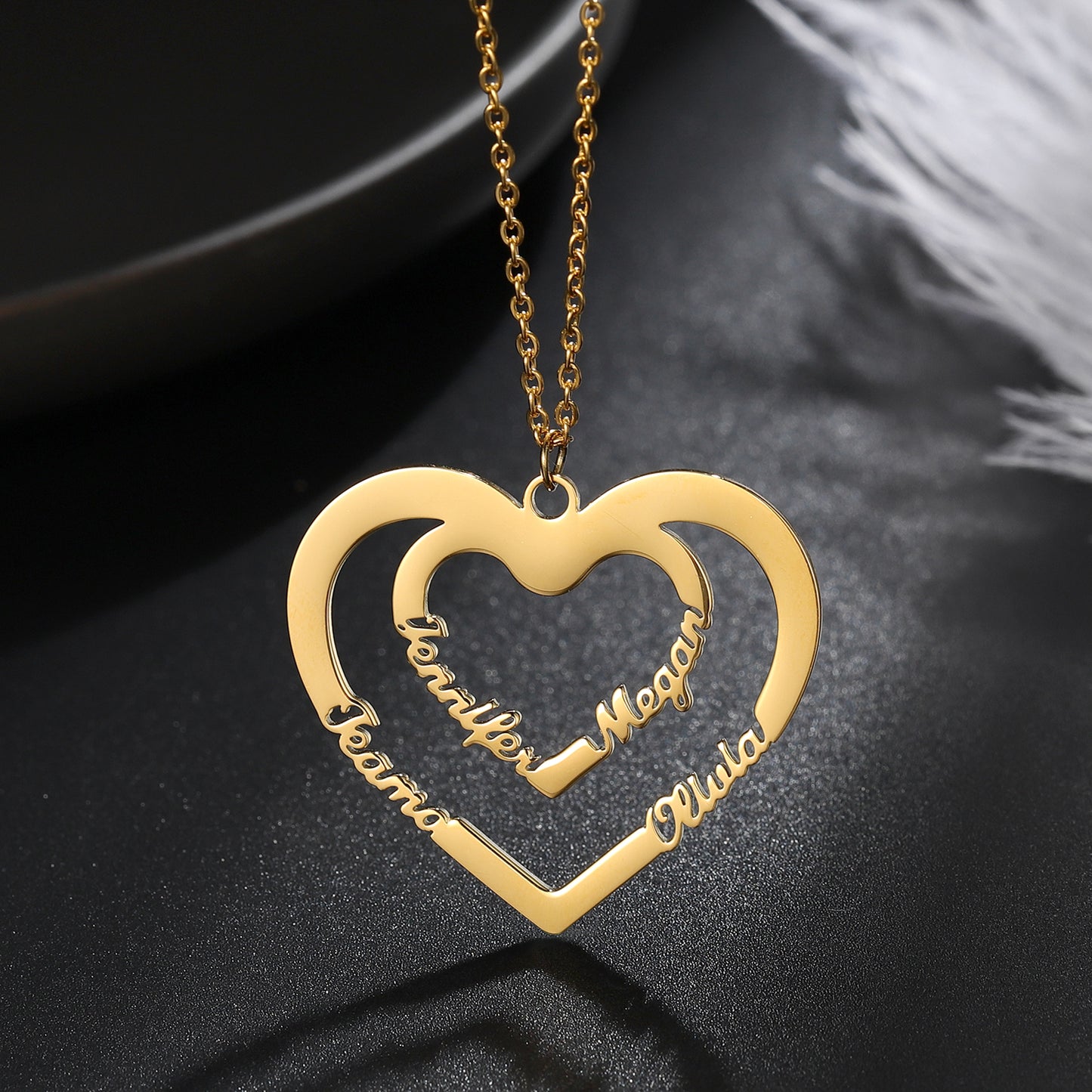 Double Heart Name Necklace QN221
